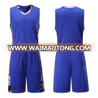 Hot sale fashion quick dry polyester blue basketball jersey with customized pattern